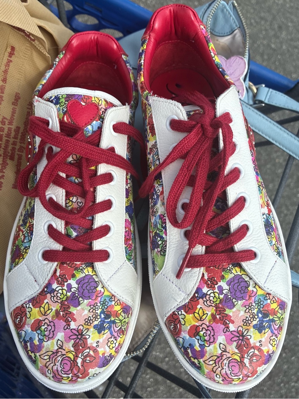 Brighton Blooms Floral Low-Top Sneakers with Red Accents